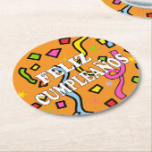 Feliz Cumpleanos Happy Birthday in het Spaans Ronde Kartonnen Onderzetter (Gebogen)