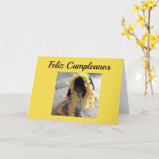 **FELIZ CUMPLEANOS*-HAPPY BIRTHDAY SPANISH KAART (Gele Bloem)