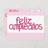 Feliz Cumpleaños heet roze Briefkaart (Voorkant / Achterkant)