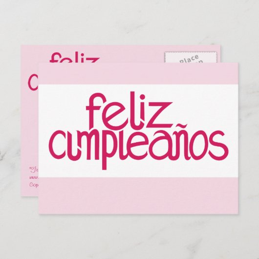 Feliz Cumpleaños heet roze Briefkaart (Voorkant / Achterkant)