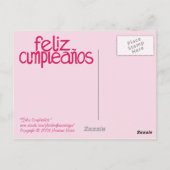 Feliz Cumpleaños heet roze Briefkaart (Achterkant)