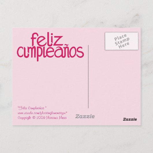 Feliz Cumpleaños heet roze Briefkaart (Achterkant)
