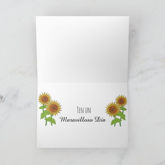 Feliz Cumpleaños Hija Zonnebloem Kaart (Binnen)