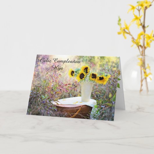 Feliz Cumpleaños Hija Zonnebloem Kaart (Gele Bloem)