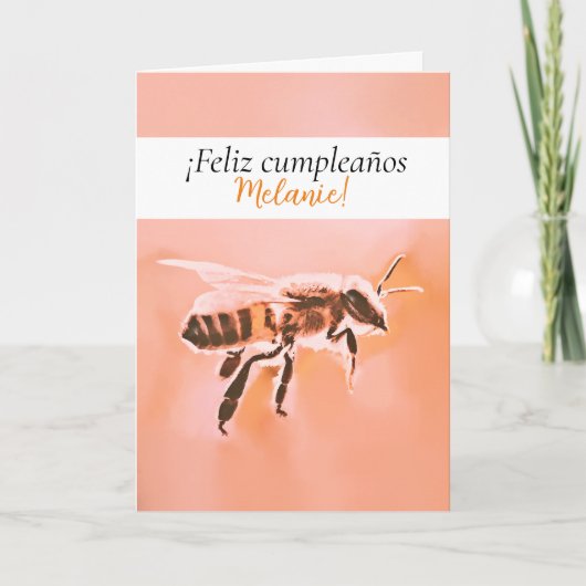 Feliz cumpleaños - Honeybee Birthday Kaart Spaans (Voorkant)