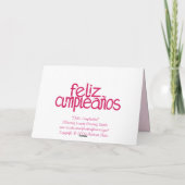 Feliz Cumpleaños hot pink Kaart (Achterkant)