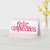 Feliz Cumpleaños hot pink Kaart (Gele Bloem)
