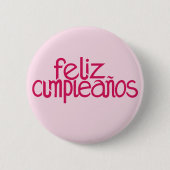 Feliz Cumpleaños hot roze Button (Voorkant)