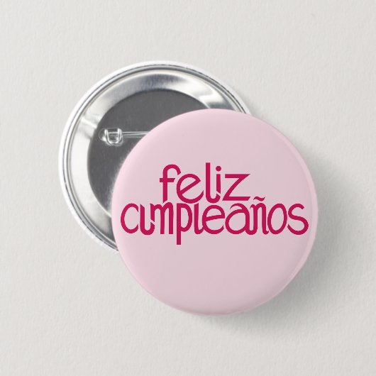 Feliz Cumpleaños hot roze Button (Voorkant /achterkant)