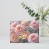 Feliz Cumpleanos in het Spaans Roze Rozen Verjaard Briefkaart (Staand voorkant)
