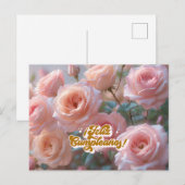 Feliz Cumpleanos in het Spaans Roze Rozen Verjaard Briefkaart (Voorkant / Achterkant)