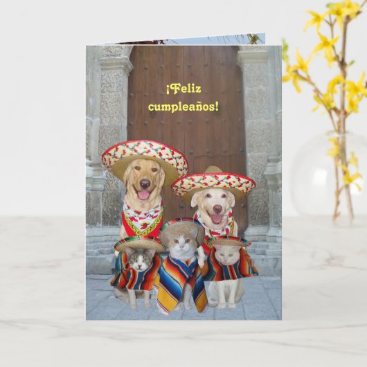 Feliz cumpleaños! kaart (Gele Bloem)