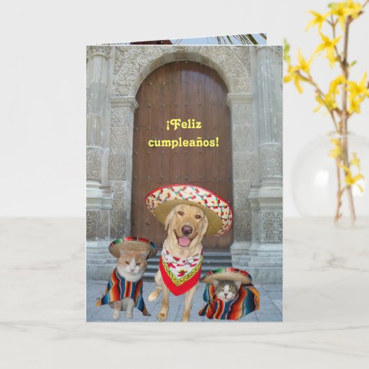 Feliz cumpleaños! kaart (Gele Bloem)