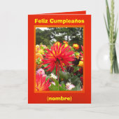 Feliz Cumpleaños - Las Dalias Rojas y Amarillas Kaart (Voorkant)