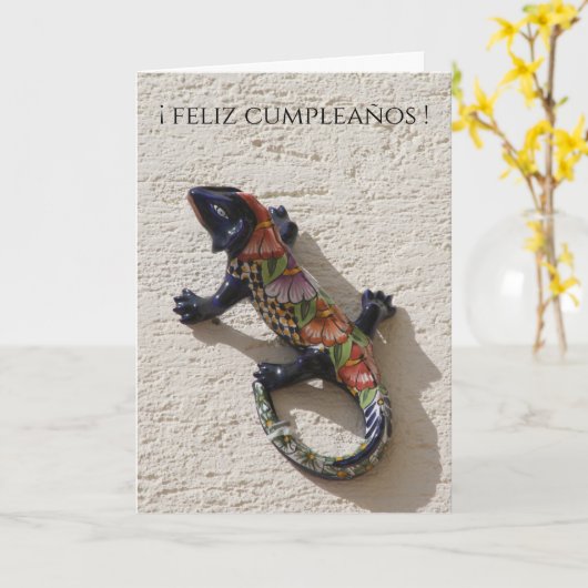 feliz cumpleaños lizard kaart (Gele Bloem)