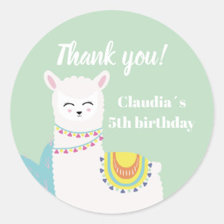 Feliz cumpleaños Llama Ronde Sticker