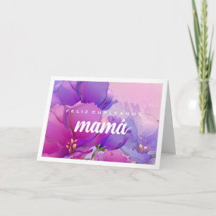 Feliz Cumpleaños Mamá. Waterverf Bloemen Schildere Kaart