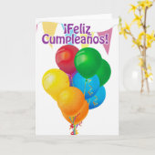 ¡ Feliz Cumpleaños met ballons en bunting Kaart (Gele Bloem)