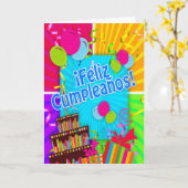 ¡ Feliz Cumpleaños met de ballonsstroom van Kaart (Gele Bloem)