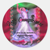 Feliz Cumpleaños Mexicaanse danser 0175 Ronde Sticker (Voorkant)