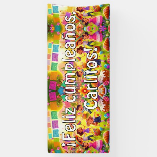  ¡Feliz cumpleaños! Mexican Fiesta Spandoek (Verticaal)