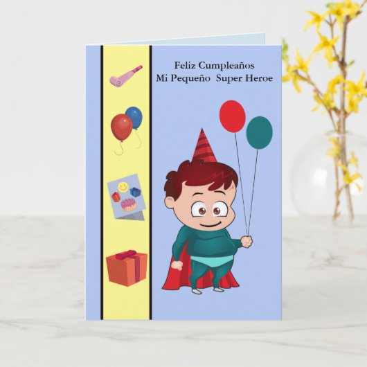 Feliz Cumpleaños mi pequeñoheld Kaart (Gele Bloem)