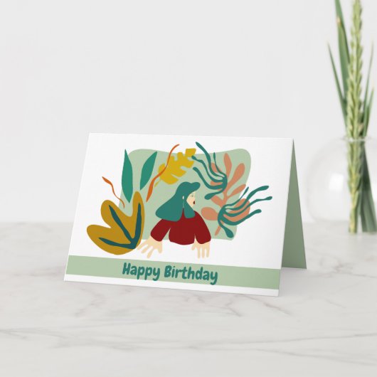 Feliz cumpleaños mujer con hojas matisse. kaart (Voorkant)