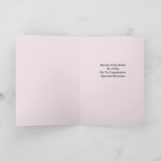 Feliz Cumpleaños Querida Hermana Kaart (Binnen)