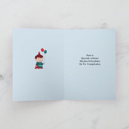 Feliz Cumpleaños Querido Sobrino Kaart (Binnen)