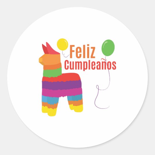 Feliz Cumpleanos Ronde Sticker (Voorkant)