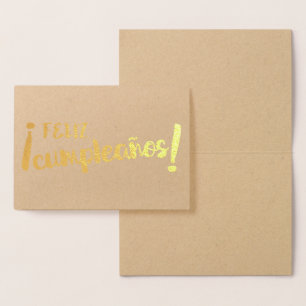 Feliz Cumpleaños Spaans Happy Birthday Brush Folie Kaarten