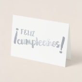 Feliz Cumpleaños Spaans Happy Birthday Brush Folie Kaarten (Voorkant)