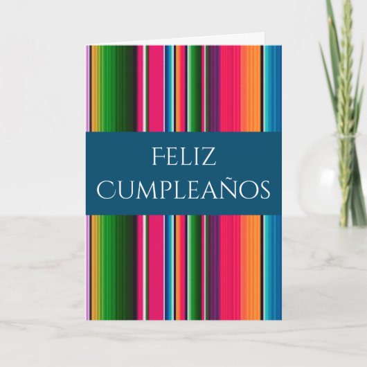 Feliz Cumpleaños Spaans Mexican Blanket Birthday Kaart (Voorkant)