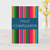 Feliz Cumpleaños Spaans Mexican Blanket Birthday Kaart (Gele Bloem)