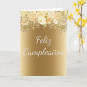 Feliz Cumpleaños Spain Flower Gold Birthday Kaart (Gele Bloem)