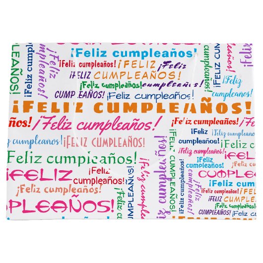 Feliz Cumpleaños Spain Happy Birthday Word Cloud Groot Cadeauzakje (Voorkant)