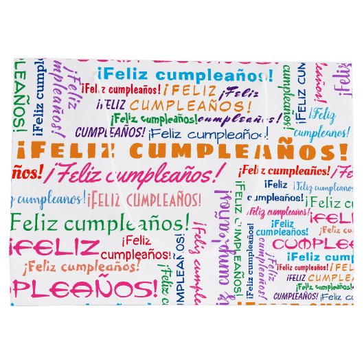 Feliz Cumpleaños Spain Happy Birthday Word Cloud Groot Cadeauzakje (Achterkant)