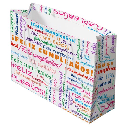 Feliz Cumpleaños Spain Happy Birthday Word Cloud Groot Cadeauzakje (Achterkant Gekanteld)