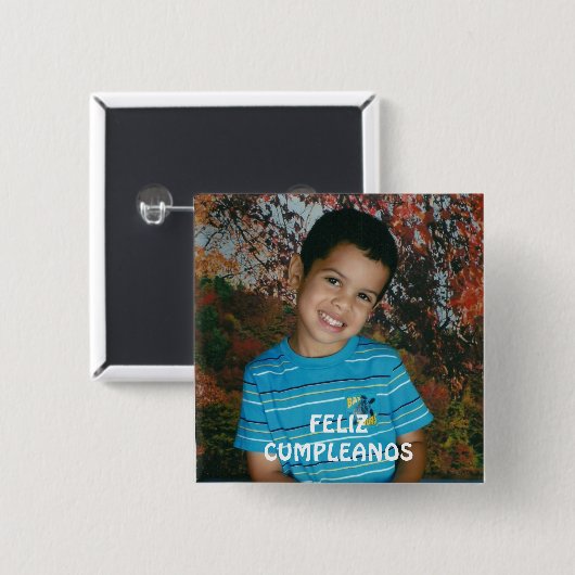 Feliz Cumpleanos Vierkante Button 5,1 Cm (Voorkant /achterkant)