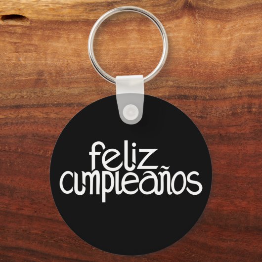 Feliz Cumpleaños white Sleutelhanger (Voorkant)