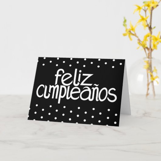 Feliz Cumpleaños witte Kaart (Gele Bloem)