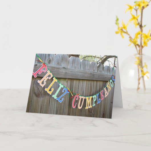 FELIZ CUMPLIANOS EN MAG HET U ALLEMAAL WENSEN KAART (Gele Bloem)