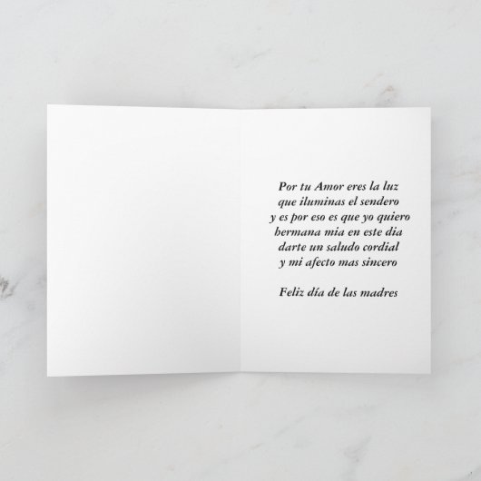 Feliz dia DE las madres Hermana Kaart (Binnen)