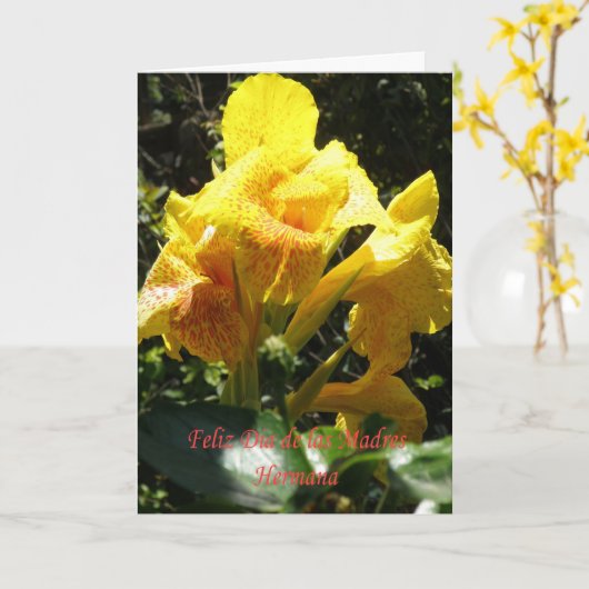 Feliz dia DE las madres Hermana Kaart (Gele Bloem)