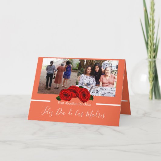 Feliz Día de Las Madres Rozen Peachy Coral Kaart (Voorkant)