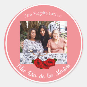 Feliz Día de Las Madres Rozen Soft Coral Ronde Sticker