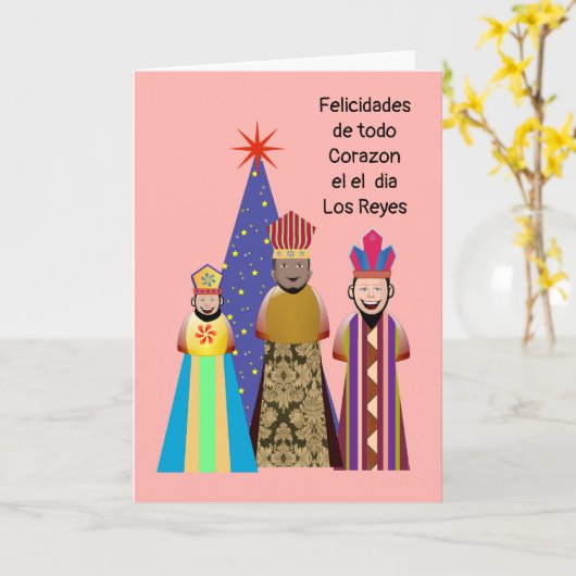 Feliz Dia de Los Reyes Niña Kaart (Gele Bloem)