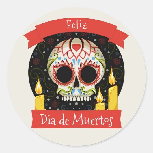 Feliz Dia de Muertos | Day of the Dead Ronde Sticker (Voorkant)