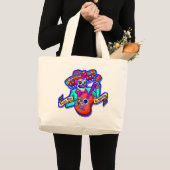 Feliz Dia De Muertos met Skeleton-gitaar Grote Tote Bag (Voorkant (product))
