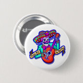 Feliz Dia De Muertos met Skeleton-gitaar Ronde Button 5,7 Cm (Voorkant /achterkant)